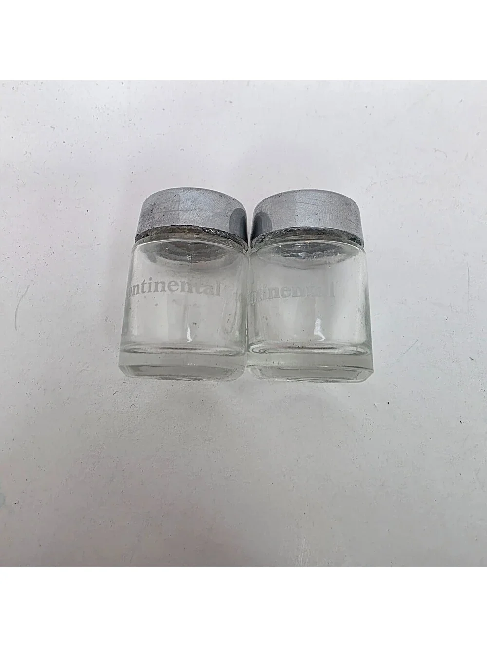 Vtg Mini Glass Salt & Pepper Shakers Continental Airlines 1.5